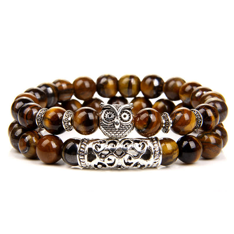 Pulsera de cuentas de cristal natural con forma de búho de Olivenorma 