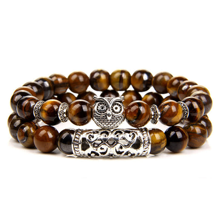 Pulsera de cuentas de cristal natural con forma de búho de Olivenorma 