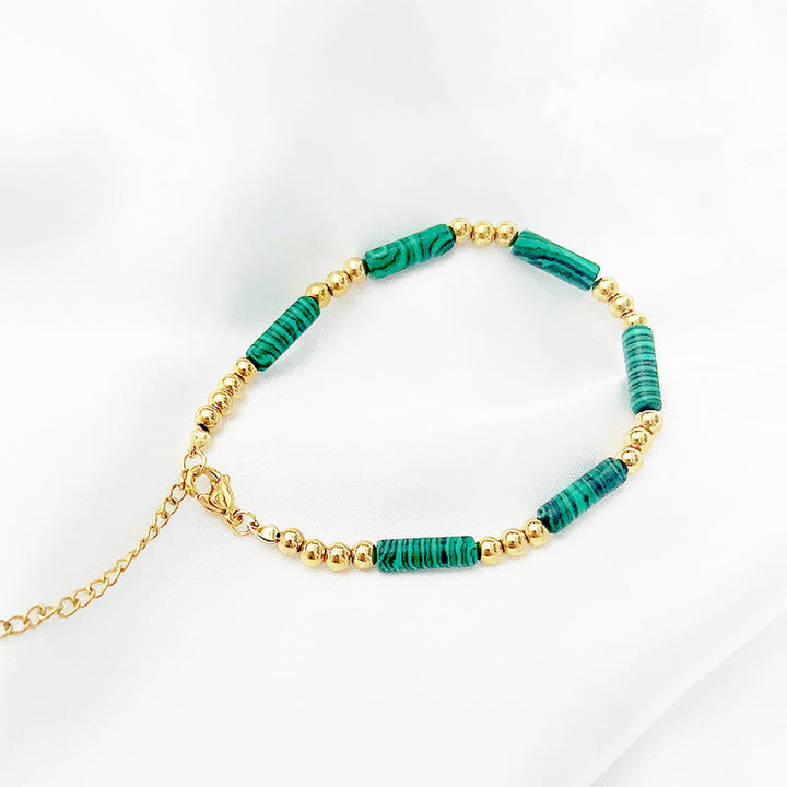 Pulsera de cuentas de tubo de piedra natural rectangular de Olivenorma