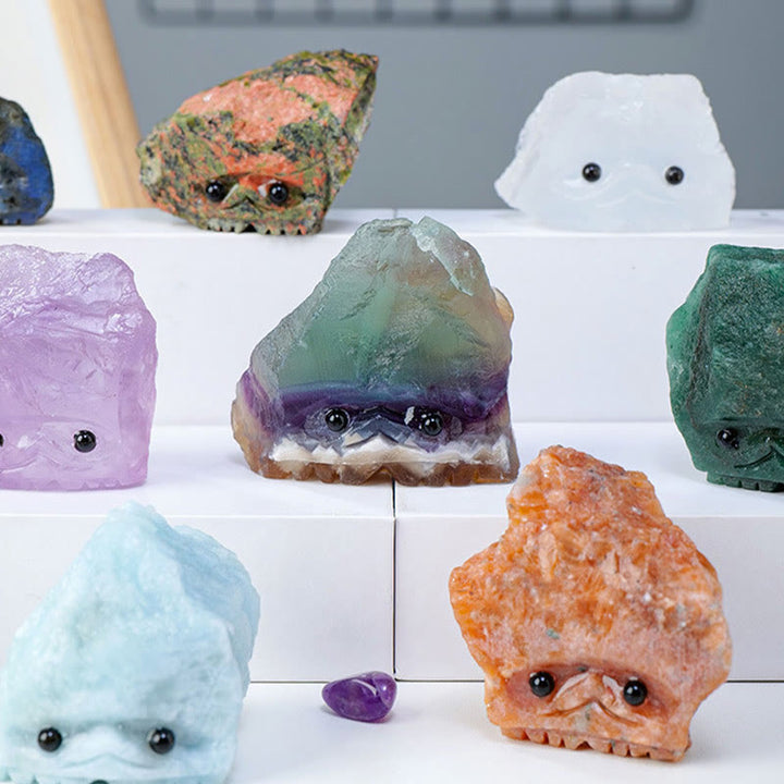 Piedras preciosas de cristal natural en bruto de Olivenorma con forma de erizo elfo