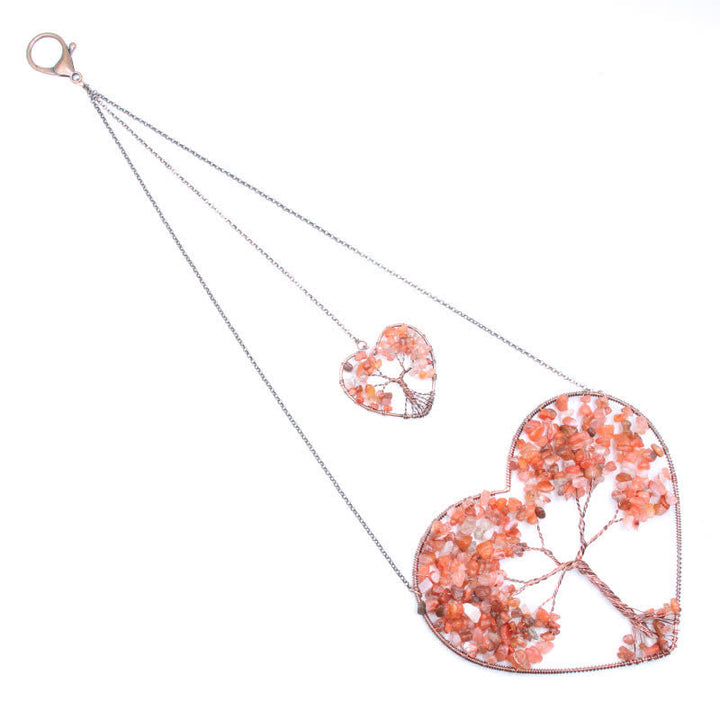 Atrapasueños de cristal con forma de corazón y árbol de la vida de los chakras de Olivenorma. 