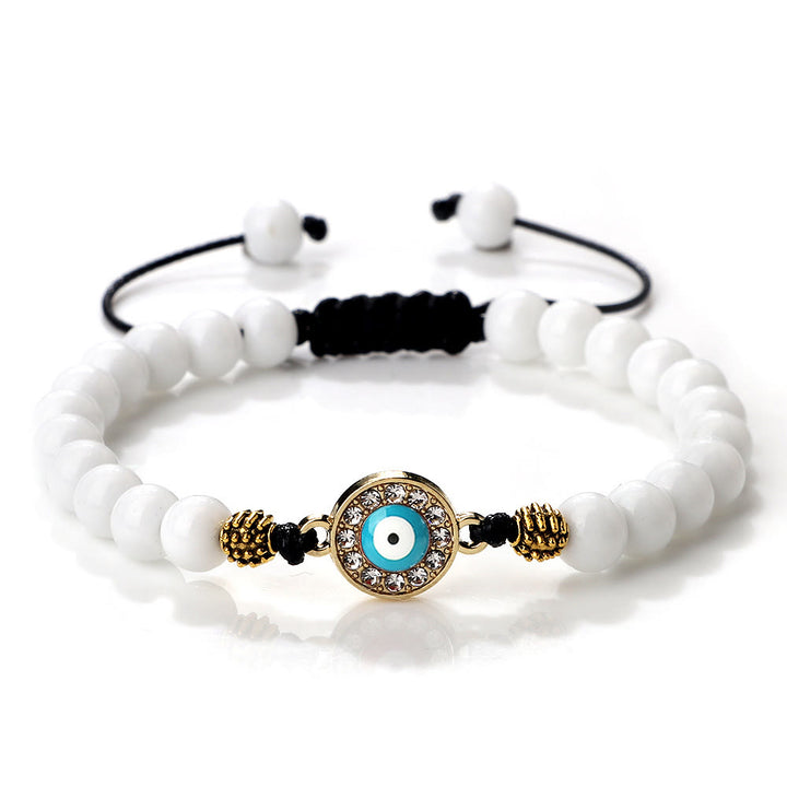 Pulsera de cuentas de circonita de piedra natural de 6 mm de Olivenorma 