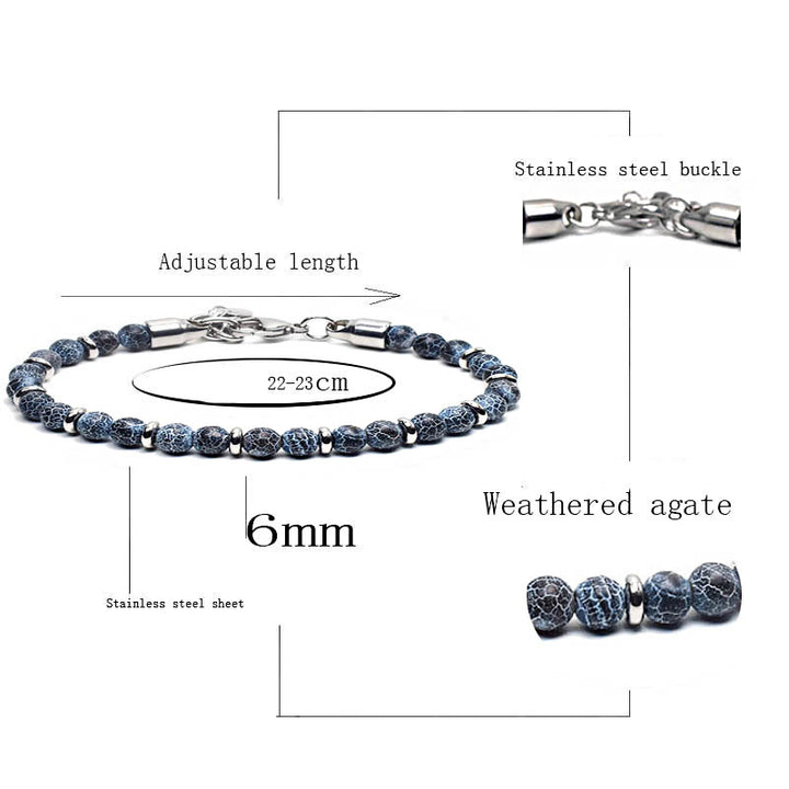Pulsera de cuentas de ágata desgastada de Olivenorma