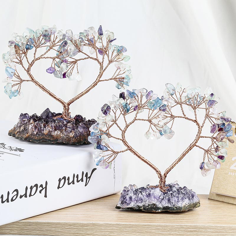 Árbol del amor Feng Shui con piedra de cristal natural.