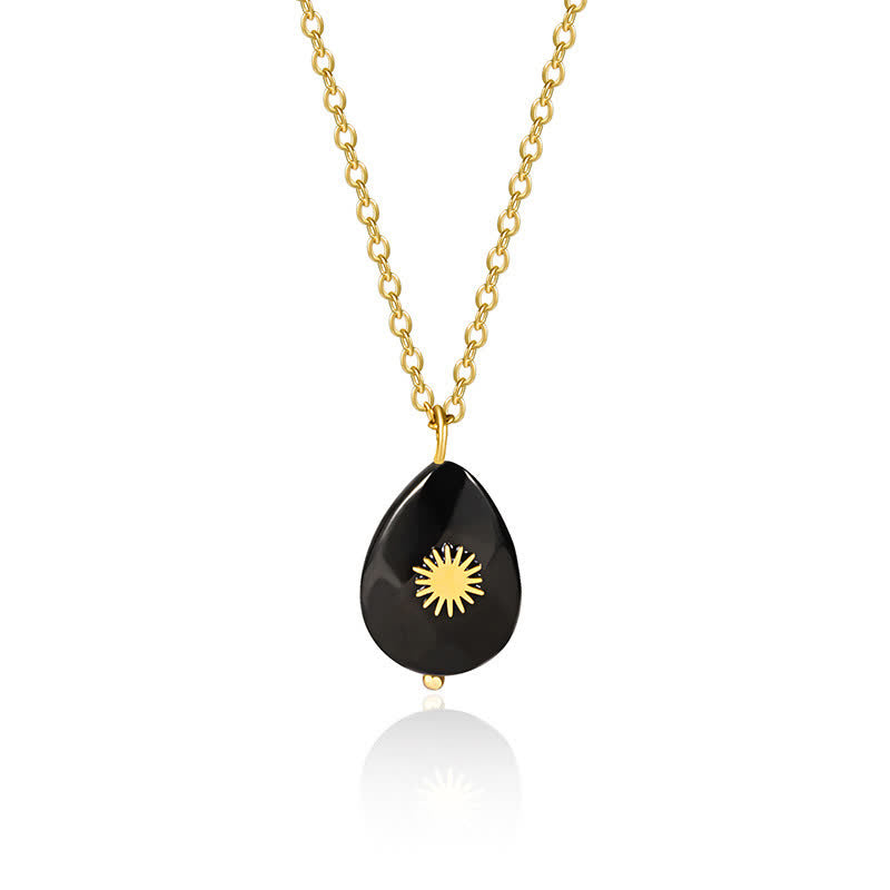 Collar con gemas curativas y gotas de agua con hexagrama