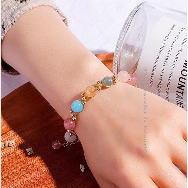 Pulsera de cuentas de cristal barroco natural de Olivenorma 