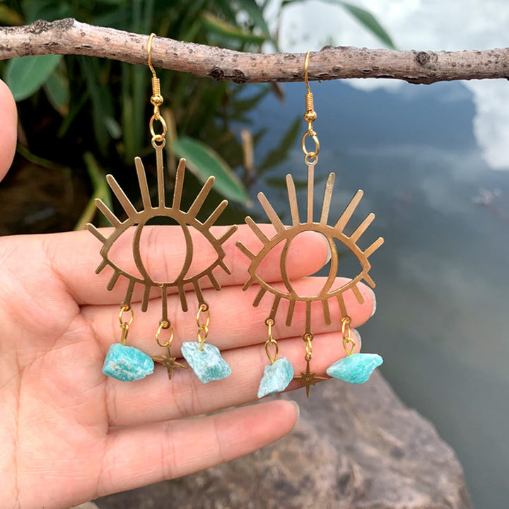 Pendientes de cristal con colgante de estrella y lágrimas de mal de ojo de Olivenorma
