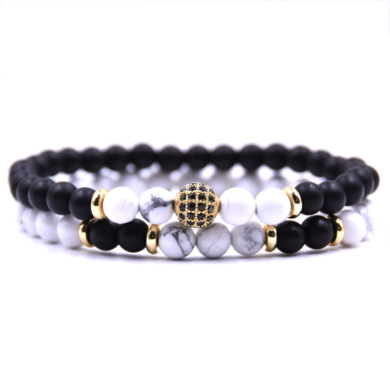 Pulsera de cuentas de cristal natural de dos capas para hombre de Olivenorma