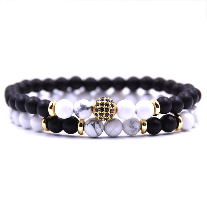 Pulsera de cuentas de cristal natural de dos capas para hombre de Olivenorma