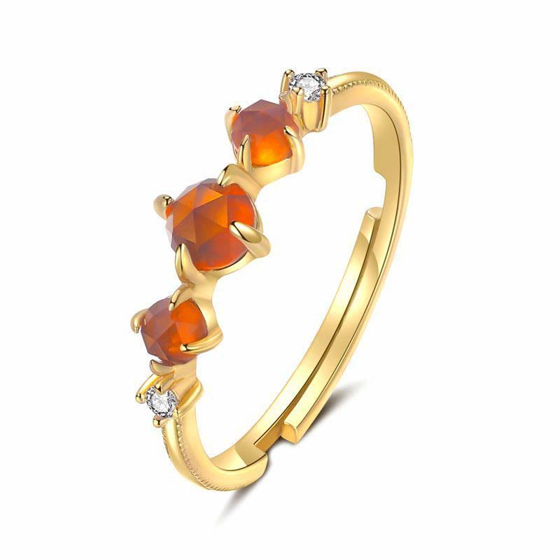 Anillo ajustable de granate naranja de Olivenorma