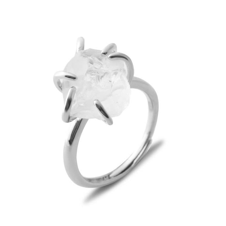 Anillo ajustable de cristal natural de seis garras de Olivenorma