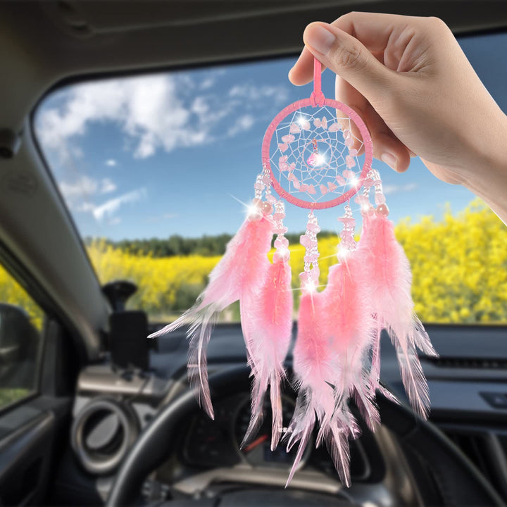 Atrapasueños colgante tejido a mano para espejo retrovisor de coche de Olivenorma 