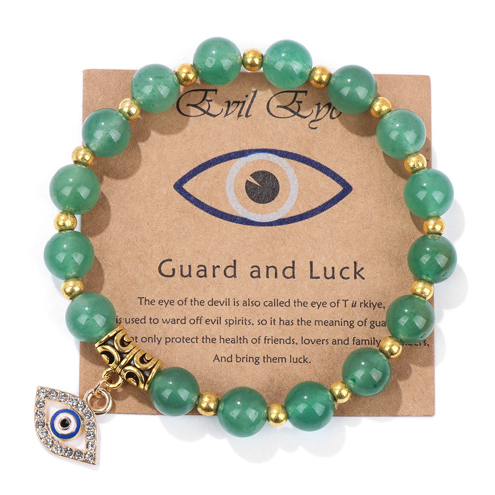 Pulsera con colgante de ojo malvado y cuentas de piedra natural de Olivenorma