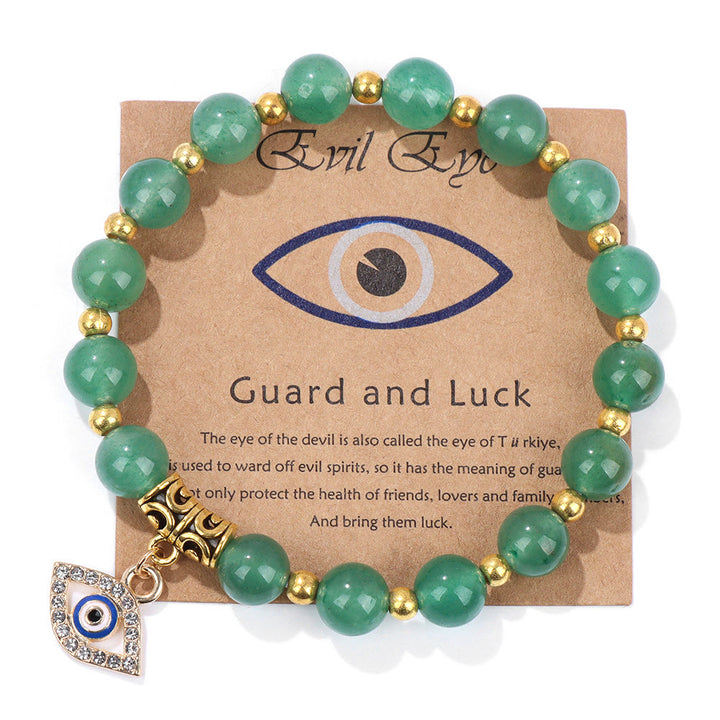Pulsera con colgante de ojo malvado y cuentas de piedra natural de Olivenorma