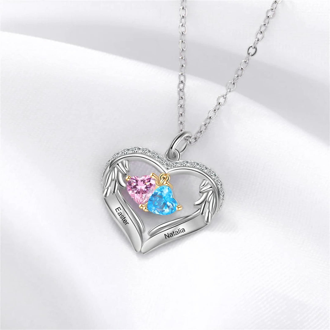 Collar de circonita cúbica con nombre grabado y piedra de nacimiento personalizada de Olivenorma