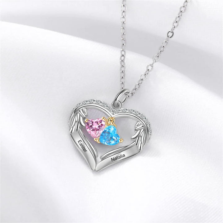 Collar de circonita cúbica con nombre grabado y piedra de nacimiento personalizada de Olivenorma