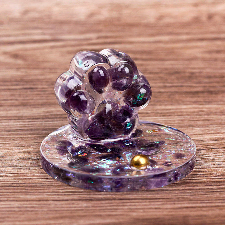 Soporte para teléfono móvil con forma de garra de gato de piedra natural epoxi de Olivenorma