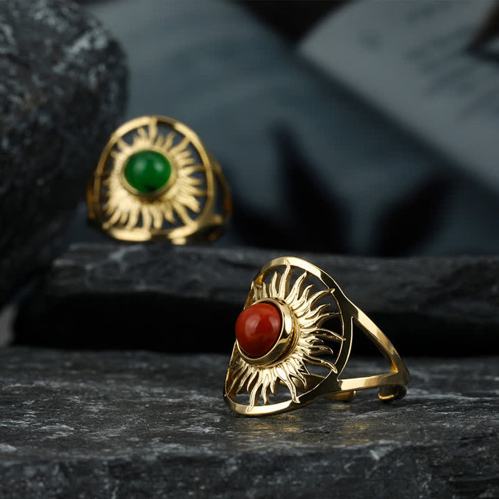 Anillo de jade verde celestial “Sun Arise” de Olivenorma