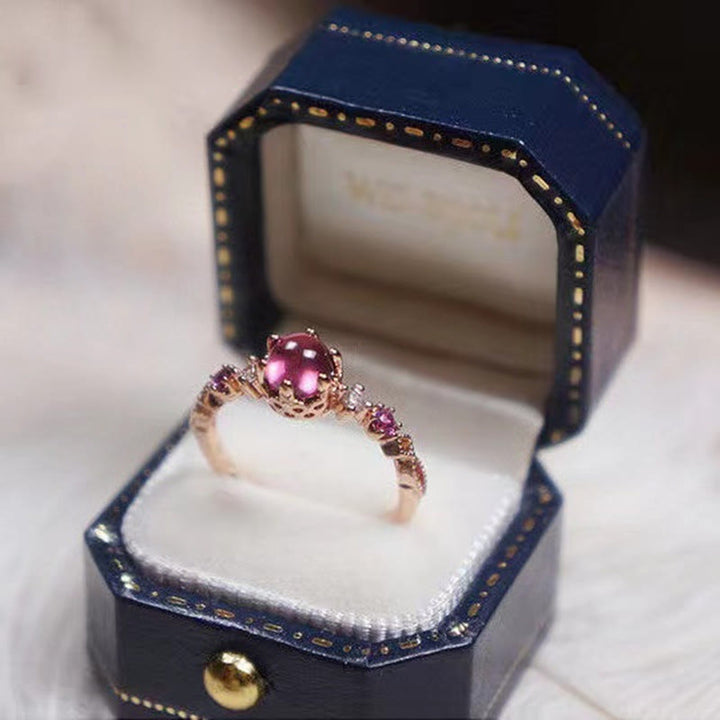 Anillo de compromiso de plata 925 con granate de Olivenorma