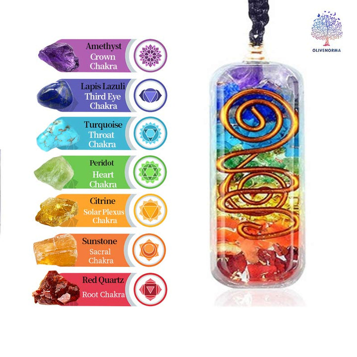 Collar de sanación de chakras con orgón de Olivenorma 