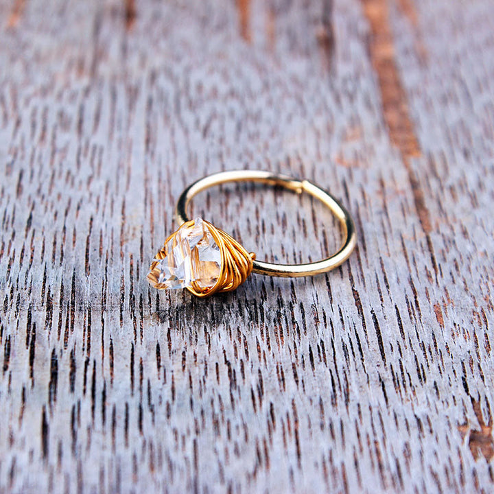 Anillo de alambre de cristal de piedra natural hecho a mano de Olivenorma