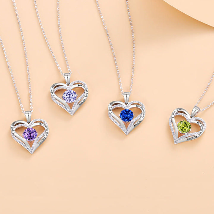 Olivenorma "Te amo por siempre y para siempre" - Collar de corazón en tono de nacimiento 