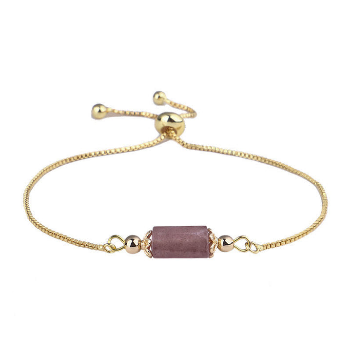 Pulsera delicada de cadena dorada con cristales naturales de Olivenorma 