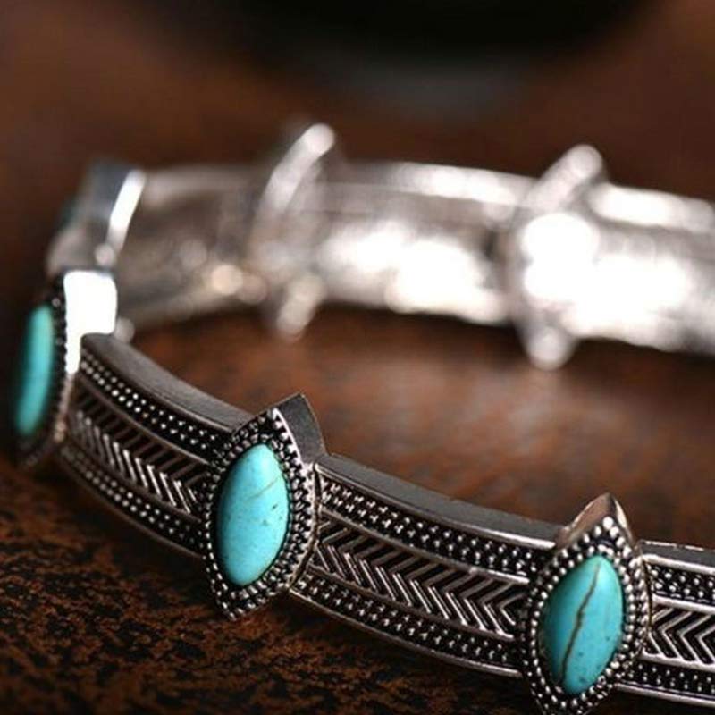 Gargantilla étnica estilo retro turquesa