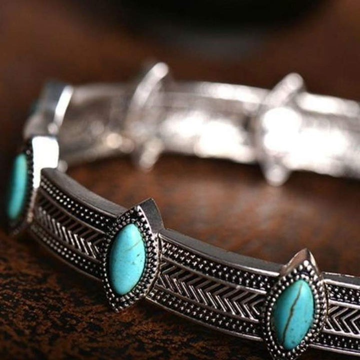 Gargantilla étnica estilo retro turquesa