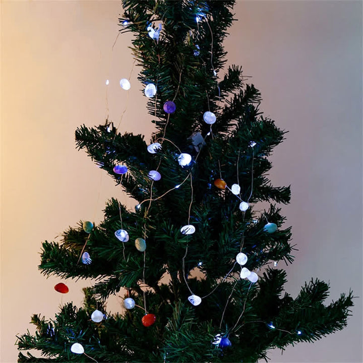 Lámpara de piedras pulidas de cristal natural de Olivenorma para decoración de ambientes navideños