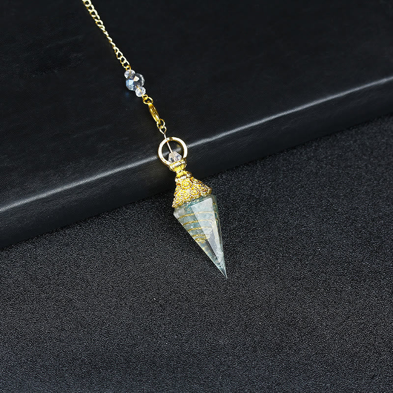 Péndulo piramidal hexagonal de resina de cristal natural de Olivenorma 