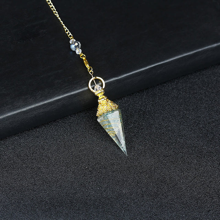 Péndulo piramidal hexagonal de resina de cristal natural de Olivenorma 