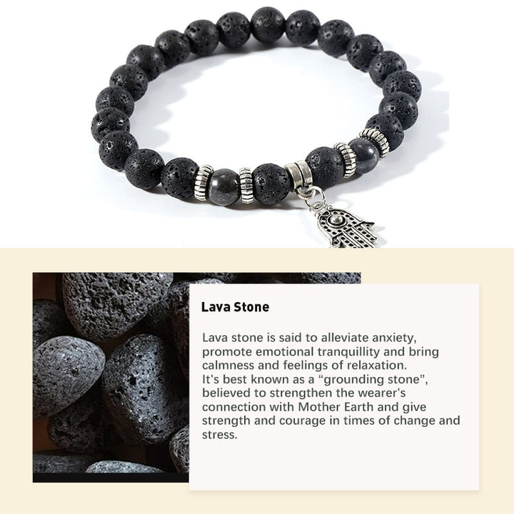 Pulsera de piedra de lava de ojo de tigre y malaquita 