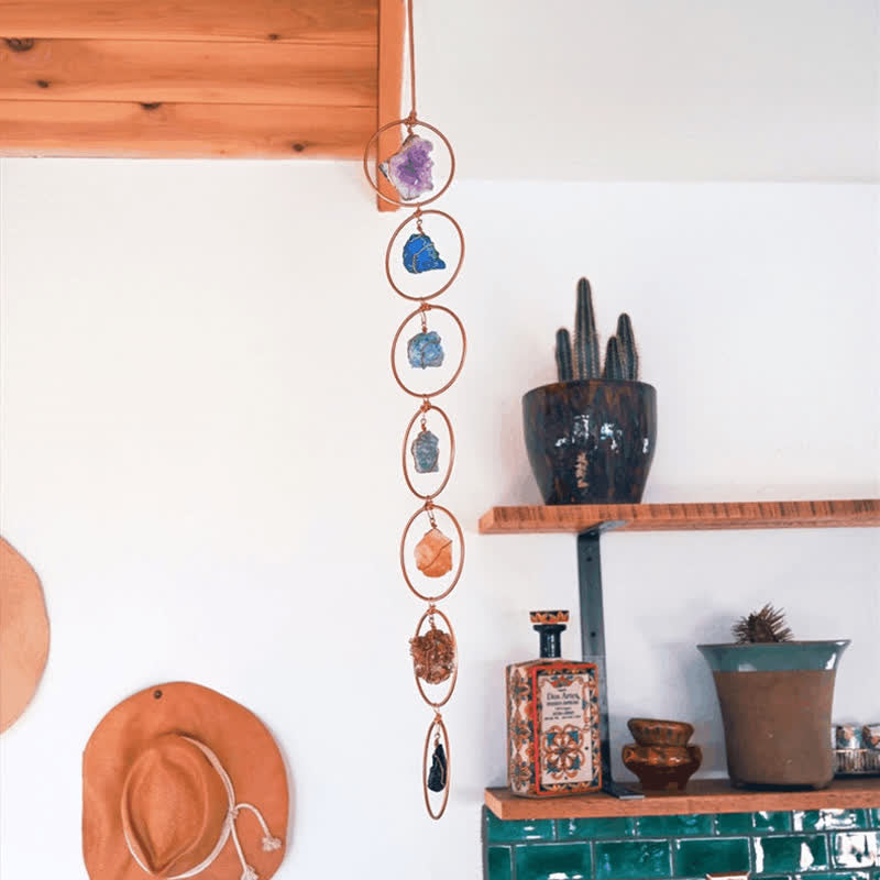 Decoración de pared con piedras preciosas de cristal crudo de Olivenorma Chakra