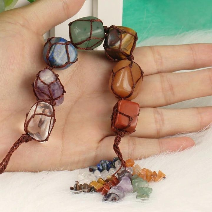 Borla decorativa de meditación con piedra Reiki para la curación de los 7 chakras de Olivenorma