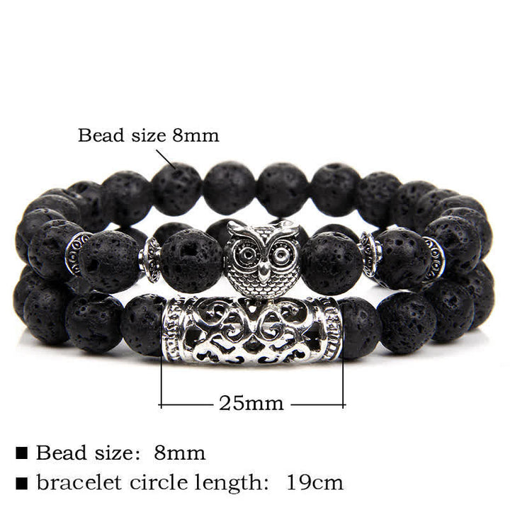 Pulsera de cuentas de cristal natural con forma de búho de Olivenorma 
