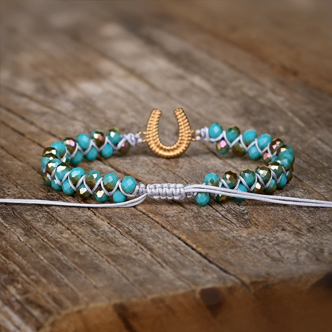 Pulsera curativa con turquesa y herradura de la suerte de Olivenorma