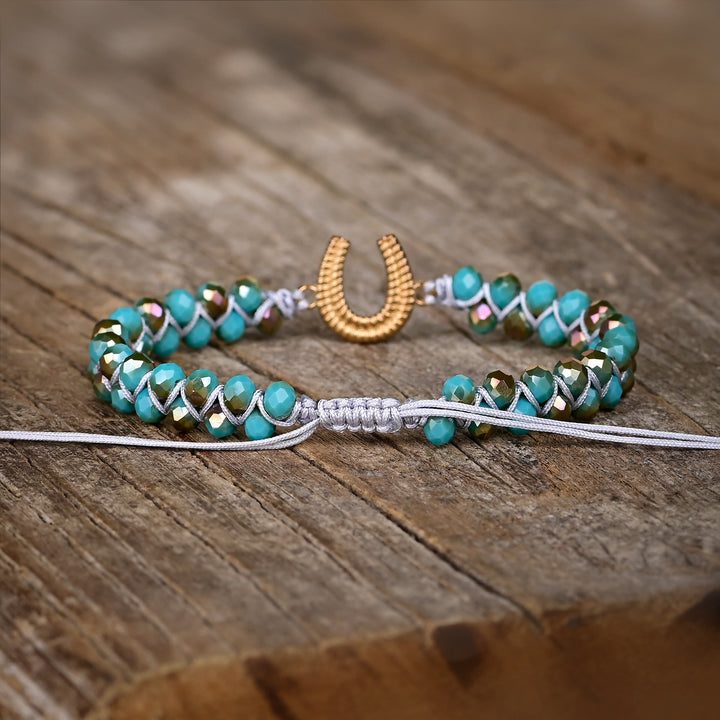 Pulsera curativa con turquesa y herradura de la suerte de Olivenorma
