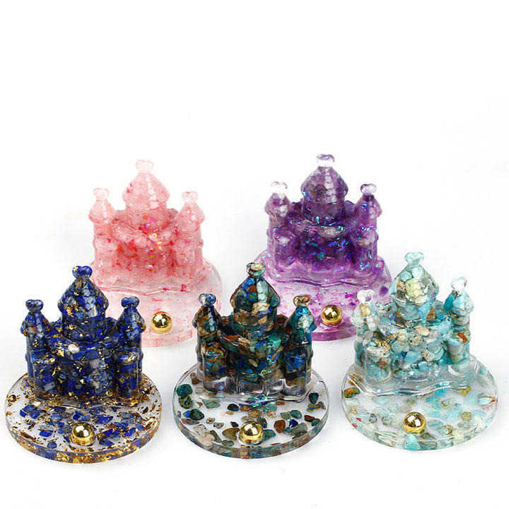 Soporte para teléfono móvil con castillo de epoxi y grava de cristal natural de Olivenorma