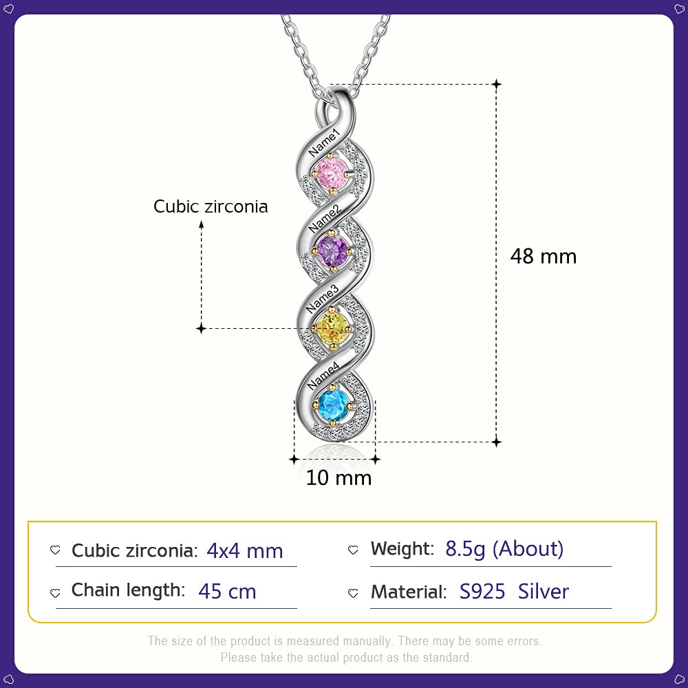 Collar con nombre grabado en piedra natal para mujer de Olivenorma