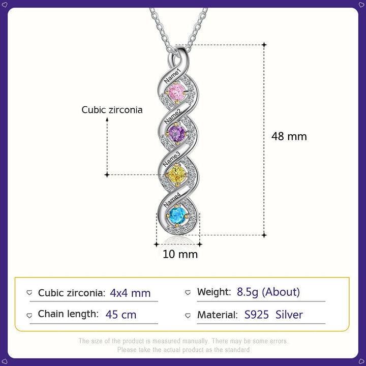 Collar con nombre grabado en piedra natal para mujer de Olivenorma
