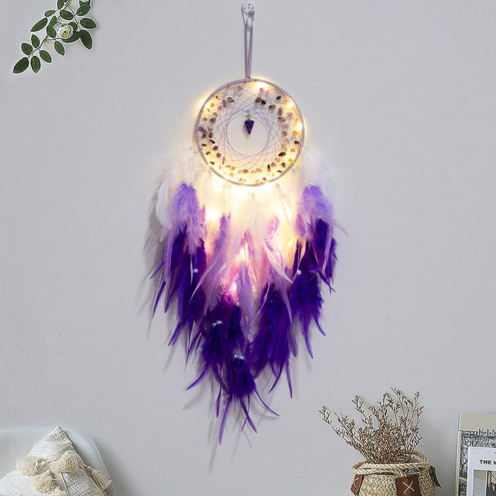 Colgante de péndulo de grava y amatista de Olivenorma Atrapasueños morado 