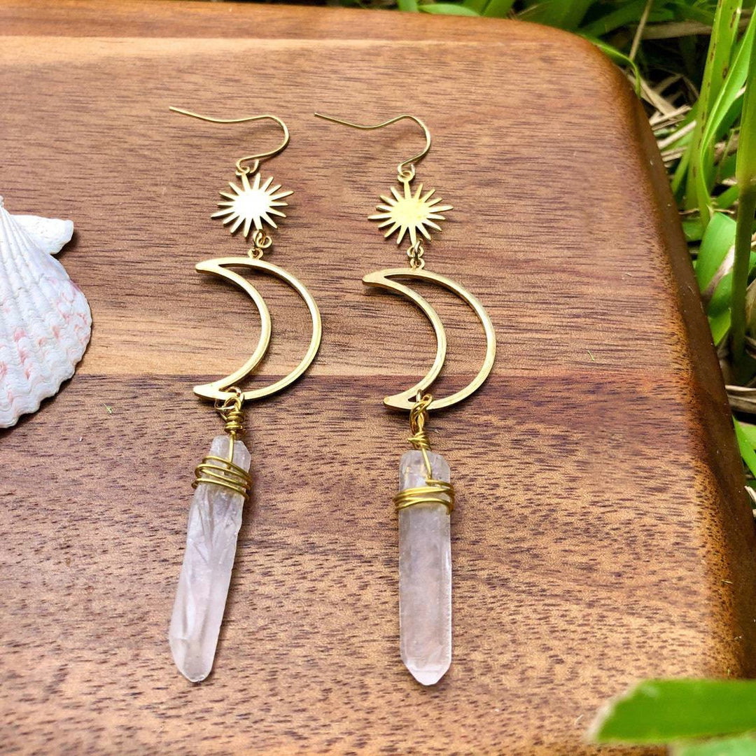 Pendientes de cristal con forma de estrella y luna de Olivenorma