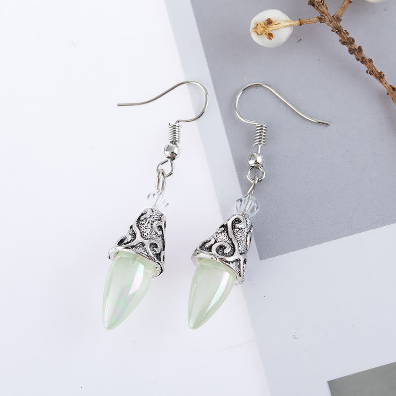 Pendientes colgantes de piedra lunar estilo real con gancho de plata pura de Olivenorma