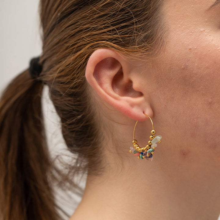 Pendientes de acero inoxidable con grava natural de Olivenorma