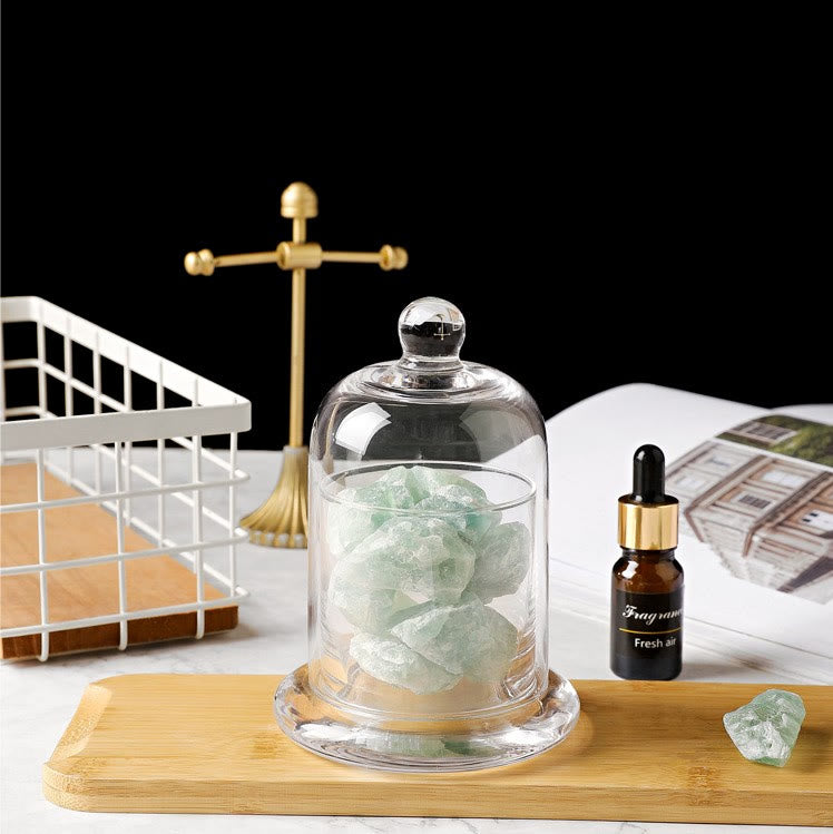 Lámpara de aromaterapia de cristal transparente sin llama con difusor de piedra Olivenorma