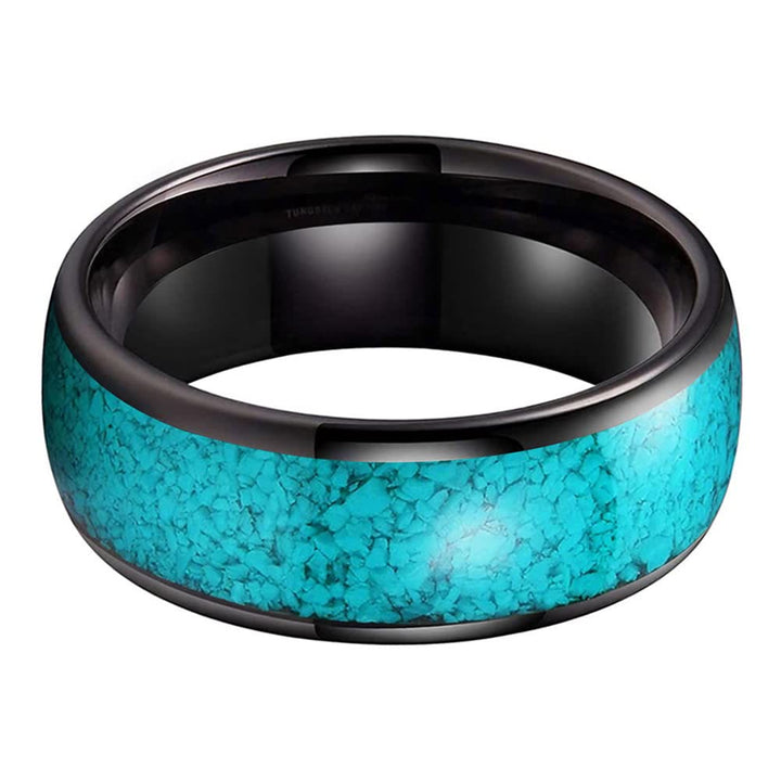 Anillo de carburo de tungsteno con turquesa triturada de Olivenorma para hombre
