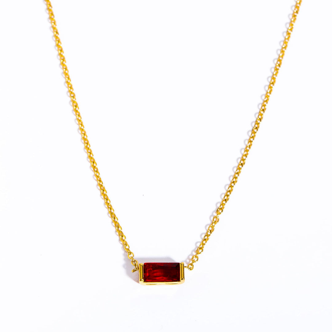 Collar de acero inoxidable con colgante rectangular sencillo de piedra natal de Olivenorma 