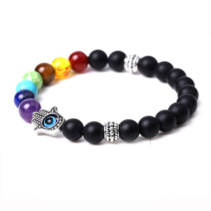 Olivenorma Pulsera Natural Chakra Hamsa y Mal de Ojo Reki