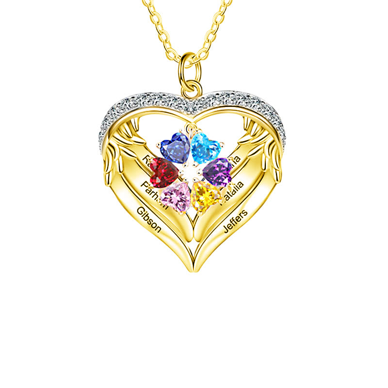 Collar de circonita cúbica con nombre grabado y piedra de nacimiento personalizada de Olivenorma
